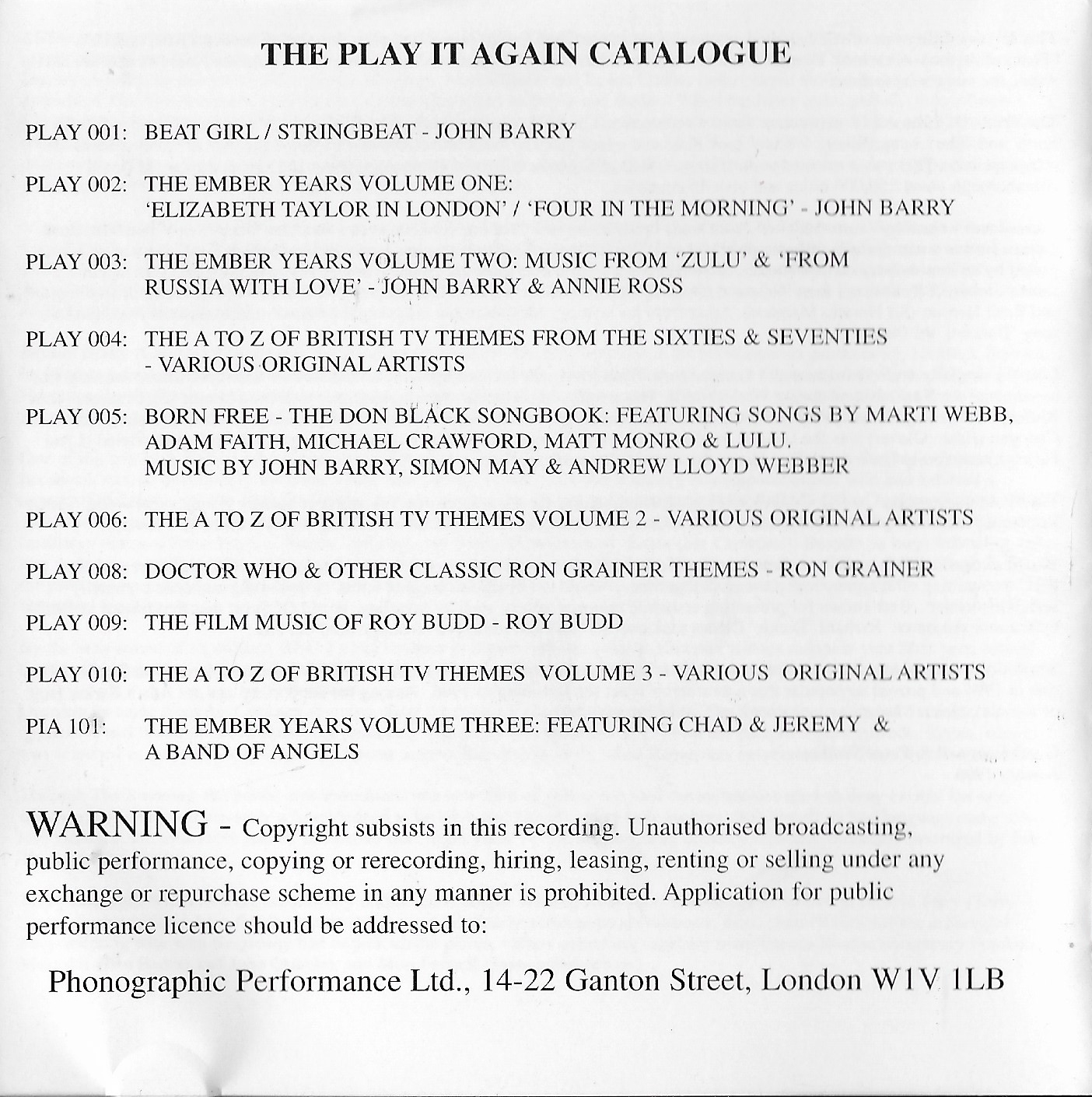 Middle of cover of PLAY 010